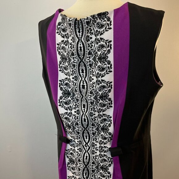 Cleo Women's Black Purple Floral Print Dress - Size 12 - Picture 3 of 5
